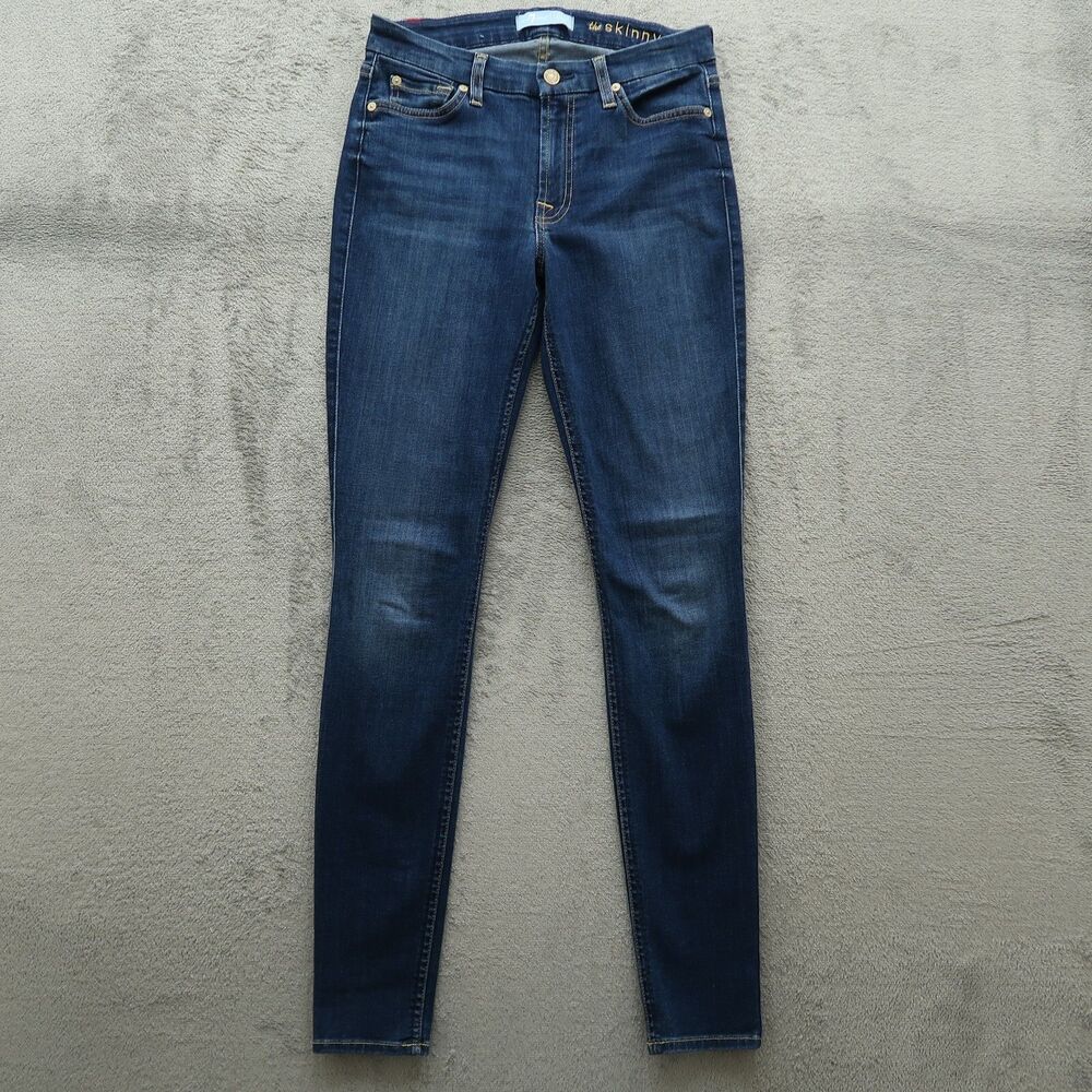 7 For All Mankind Jeans Womens Size 27 Blue Mid-Rise The Skinny Denim 31" Inseam